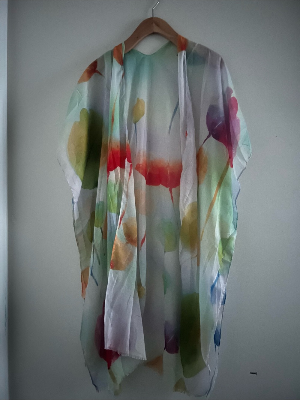 Sheer Watercolor Floral Super Soft CoverUp Shawl Sz S/M